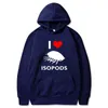 Heren Hoodies Ik hou van isopod isopod isopoden dierenliefhebbers geschenk capuchon sweatshirt unishirt unisex zachte casual pullover voor mannen vrouwen