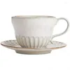 Cups Saucers Afternoon Tea Creative Coffee Cup And Dish Set Ceramic Household Flower Japanese Small Capacity Ear Hanging