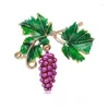 Брошь виноградные броши для женщин Элегантный летний жемчужный фрукты Wnamel Purple Color Clothing Cont Pin Lady Party Bridal Dire
