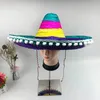 Chapeaux de paille colorés Style mexicain Protection solaire en plein air Bamboo tissage grand chapeau de bord toutes saisons Fourniture de fête Halloween 240327