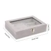 Anelli Velvet Grey Carrying Case con copertina di vetro Gioielli Display Box Holder Orecchini Orecchini Orecchini Orecchini Orecchini Bracciale Showcase