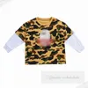 Children camouflage T-shirt boys cartoon letter printed long sleeve fake two piece Tees 2024 summer kids designer clothing Z7515