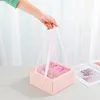 Gift Wrap Square Paper Box med handtag Flower Packaging Boxes Transparent Clear Window Pull-Out Floral Portable Wedding Handväska