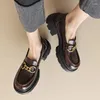 Casual Shoes JOZHAMTA Size 34-39 Women Platform Chunky Heels Pumps Real Leather 2024 Ins Chain Mid Heel Loafer Daily Office Lady Dress