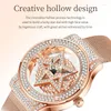 Polshorloges lige diamant vrouwen horloges roségouden horloge waterdichte luxe creatieve holle klok woman armband relogio feminino
