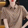 Bloses de mujer Camisa de algodón puro Collar de manga larga Cárdigan Spring and Summer Flowable Fashionable Polka Top versátil