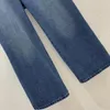 Dames jeans 2024 lente/zomer dubbele zakletter gehaakt alles-in-één slanke washoge washoogte rechte been