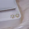 Gestüt Ohrringe Korea verkaufen Modeschmuck 925 Silbernadel 14K Real Gold Elegant Flower Pearl Frauen täglich