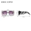 OEC CPO Fashion Rhinestone Square Secresals Women Exclues Sun Sun Glasses Female Vintage Goggles Bradient 240402