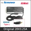 Adaptador 20V 3.25A 65W Adaptador CA USB tipo C para Lenovo ThinkPad X1Carbon Yoga5 X270 X280 T580 P51S P52S E480 E470 Laptop Power