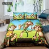 Set di biancheria da letto copertura del piumone per piumino simpatico concorrente cartone animato set di animali selvatici per bambini adolescenti