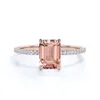 Emerald Cut Morganite Gemstone bijoux 14k rose or gia certifié certifié anneaux de Morganite