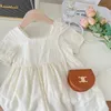 Mädchen Mesh Prinzessin Kleider weiß Kurzarm Perlen Kleid Baby Geburtstag Party Kleid Kinder Kleidung Sommer Pailletten Puffy Rock 240329