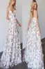 Belles robes de bal imprimées florales longues bracelets spaghetti en dentelle