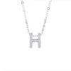 Letter H Necklace Women's Sterling Sier Full Diamond Three Dimensional Simple Small Crowd Collar Chain Accessories