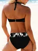 Menas de banho feminina 2024 Halter String Bikini Mulheres imprimem Sexy Swimsuith Feminino Batilhas de roupas de praia Bathing Swimming Swim Swim Sath