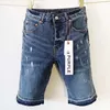 2024 Sommermänner High Street Ripped Patch Denim Shorts Stilvolle solide lässige, lässige männliche Straße Jeans Shorts