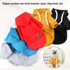 Dog Apparel Pet Hoodie Lightweight Warm Stylish Solid Color With Back Pocket For Puppy