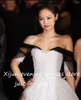 Sukienki imprezowe Xijun Ivory i białe koronkowe aplikacje Tiul Enden Off the ramion A-Line Plat Ruched Saudi Arabic Prom Dress 2024