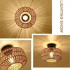 Ceiling Lights Rattan Chandelier Light Fixture Hand Woven Flush Mount For Hallway Bedroom Kitchen Entrance Living Room