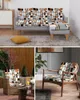 Chair Covers Nordic Retro Medieval Geometric Abstract Orange Seat Cushion Cover Sofa Protector Stretch Removable Slipcovers