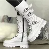 Botas para caminar botas Hebilla Hedle Chunky Heel Platform Rock Kpop Combate oscuro Mujer
