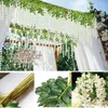 Decoratieve bloemen 110 cm kunstmatige Wisteria Vine slinger nep planten gebladerte rattan bruiloft boog decor voor tuinhuis buitenceremonies