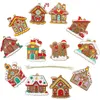 Figurine decorative 12 pezzi Decorazioni per la casa di pan di zenzero di Natale Ornamento di Natale Mini Proppetti sospesi Ornamenti per alberi