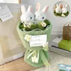 Decorative Flowers Creative Mother's Day Flower Bouquet Doll Plush Hand Eating Grass Crochet Birthday Gift