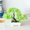 Dekorativa blommor Fake Artificial Pot Plant Bonsai Potted Simulation Pine Tree Home Office Decor Cabinets Gifts Bedroom Decoration Plastic Plastic