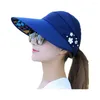 Breda randen hattar Brimmed Sun Hat For Women UV Protection Breattable Casual All-Match Collapsible Beach Sunshade V3v8