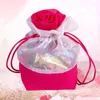 Present Wrap 5st Rose Shape Flower Bag Multi-färg valfria polyestergarn