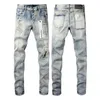 Designer lila ksubi smala fit byxor lila märke jnco jeans hål 2023 ny stil baggy broderi själv odling små fötter mode denim jeans