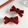 Haaraccessoires Sweet Black Red Bow Small Claw Clip Prinses Velvet klem Hoofdkleding Girls Women Koreaanse stylinggereedschap