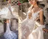 2019 Elihav Sasson Mermaid Свадебные платья Sheer Shece кружевные свадебные платья Vestido de novia кеп -рукав пляж Свадебное платье3324462