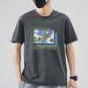 Mens moderno estilo Hip-Hop algodão de algodão curta-camiseta de camiseta redonda pescoço redondo meio versátil solto versátil