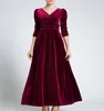 Women Clothing Plus Size Long Dress Velvet Autumn VNeck Evening Bridesmaid Party Prom Abayas Muslim kaftan African Maxi 240320