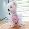 Vêtements pour chiens peetcircle vêtements rose robe de fille à carreaux rose pour petit chiot pour animaux de compagnie chat printemps été mignon jupe costume