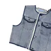 Damesjacksontwerper Nanyou Hoge kwaliteit 2023 Zomer Nieuwe P JA Contrasterend Fur Edge Design veelzijdige denim vestjack voor dames Fashion Iuro