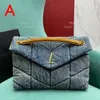 Sac à bandoulière de concepteur de luxe de qualité miroir 10A Sac de créateur de toile 35 cm Sac de chaîne de tissu de jean moyen avec boîte Y031b