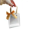 Present Wrap Minimalist Style Transparent Frosted Bärande påse Födelsedagsförpackning Holiday Small