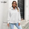 Blouses de femmes Weddifor Satin Femmes Shirt Elegant Button Up Abel Loose Office Ladies Blouse Top Fashion Automne à manches longues décontractées