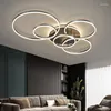 CHANDELIERS MODERNE MINIMALLE ALUMINUM Cercle LED pour la chambre Lumières de salon éclairage Creative Lamp Kitchen Fixtures Luster