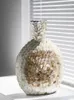 Vase Ahunderjiaz Light Luxury Golden Shell Art Vase手作りのデスクトップフラワーアレンジメントクリエイティブハイエンドのホームデコレーション