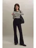 Jeans pour femmes Ziqiao High Waist Bootcut complet Longue noire entièrement par correspondant à l'hiver Femme épaissis