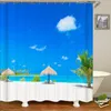 Douchegordijnen Sea Beach uitzicht Palm Tree Printing Gordijn Badkamer Waterdicht polyester stof voor bad met haak