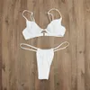 2023 Swimsuit Womens Sexig Split Bikini Steel Ring Solid justerbar baddräktbikini