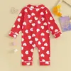 Focusnorm 024m charmant bébé garçons filles filles pyjamas combinaisons à manches longues collier de coeur de coeur