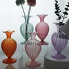 Vaser nordiskt glasblomma vas färgglad transparent konstkrukväxt flaska hydroponics terrarium container hem bordsdekoration