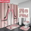 Занавески для душа высокие каблуки розовая ванная комната для ванной комнаты мода косметическая печать без скольжения